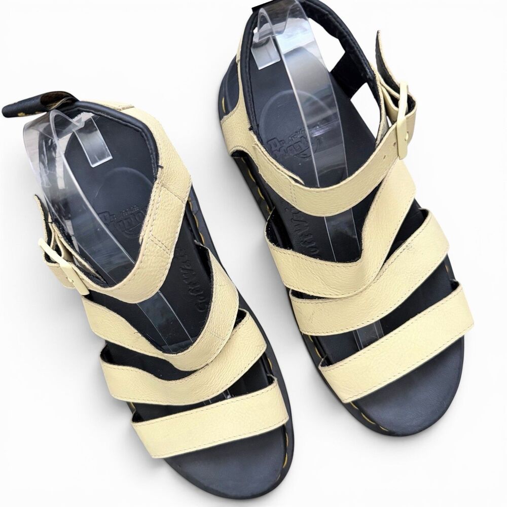 dr. martens blaire women's pisa nappa leather strap sandals yellow welt stitch 9 - Picture 8 of 9